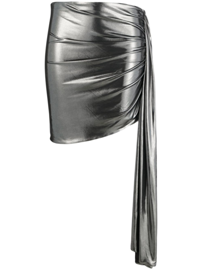 Shop Magda Butrym Asymmetric Mini Skirt In Silver