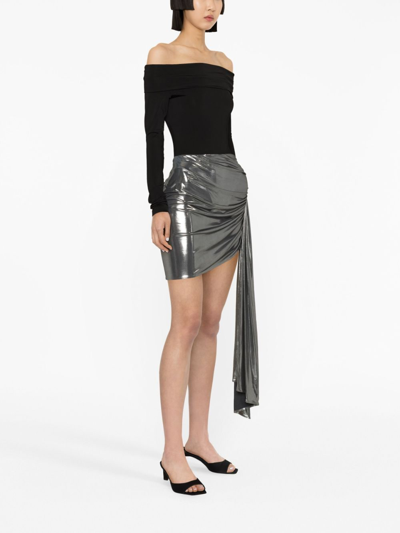 Shop Magda Butrym Asymmetric Mini Skirt In Silver