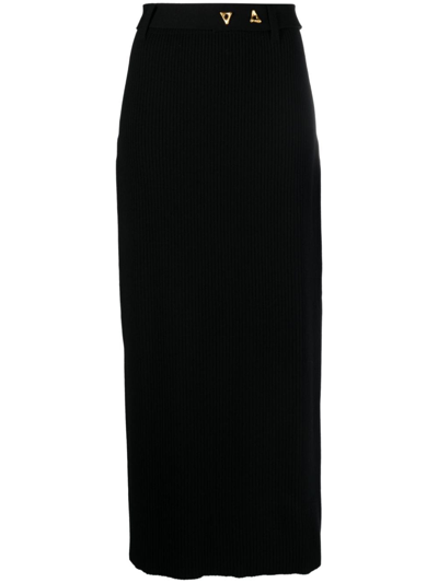 Shop Aeron Forum Knitted Midi Skirt In Black