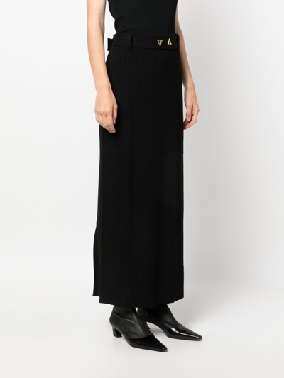 Shop Aeron Forum Knitted Midi Skirt In Black