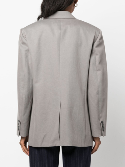 Shop Nili Lotan Single-breasted Cotton-blend Blazer In Grey