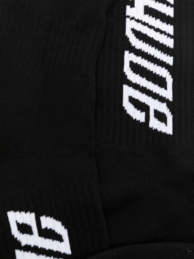 Shop Rhude Logo-jacquard Ankle Socks In Black