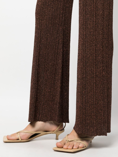 Shop Aeron Shale Flared Knitted Trousers In Brown