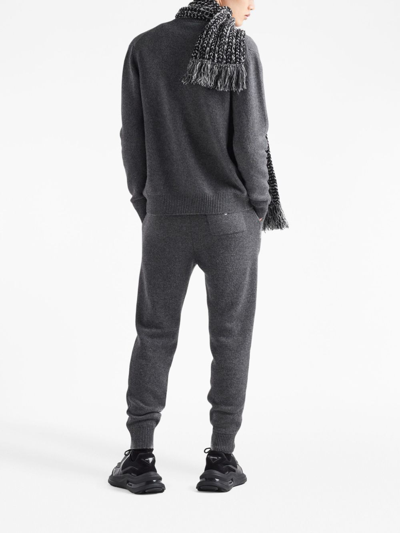 Shop Prada Logo-embroidered Cashmere Hoodie In Grey