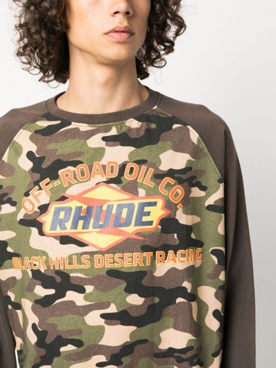Shop Rhude Camouflage-print Cotton T-shirt In Green