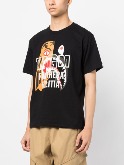 A Bathing Ape Tiger Shark Cotton T-shirt In Black | ModeSens