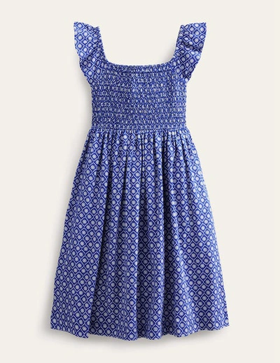 Shop Boden Shirred Jersey Midi Dress Blue Daisy Girls