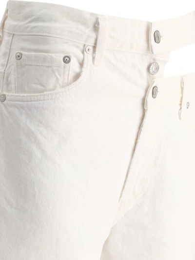 Shop Agolde "broken Waistband" Shorts In White