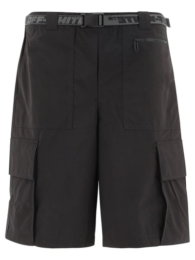 Shop Off-white "industrial Cargo" Shorts In Black
