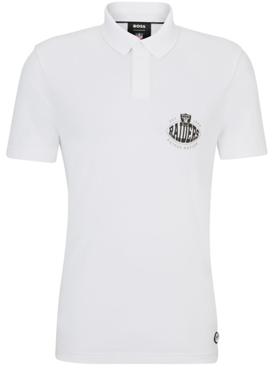 Shop Hugo Boss X Nfl Cotton Polo Shirt In White