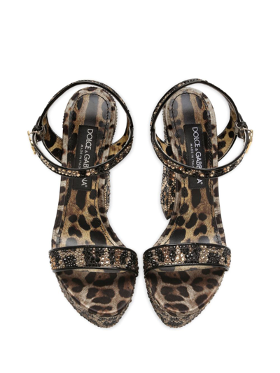 Shop Dolce & Gabbana 105mm Leopard-print Platform Sandals In Brown