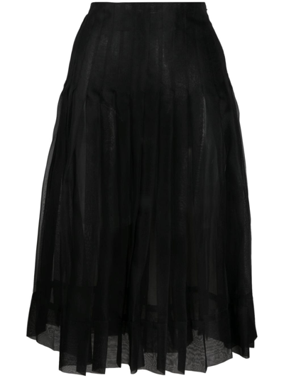 Shop Khaite The Tudi Pleated Midi Skirt In Black