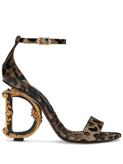 Shop Dolce & Gabbana 105mm Sculpted-heel Sandals In Brown