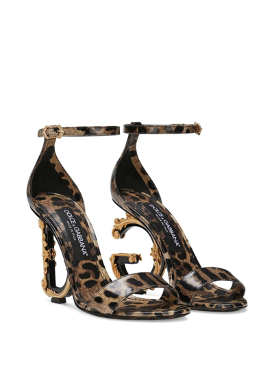 Shop Dolce & Gabbana 105mm Sculpted-heel Sandals In Brown