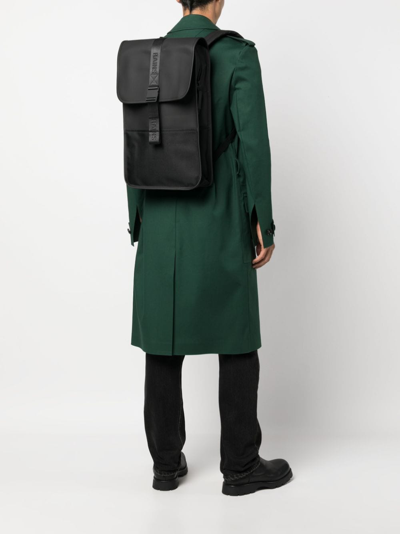Shop Rains Mini Trail Logo-debossed Backpack In Black