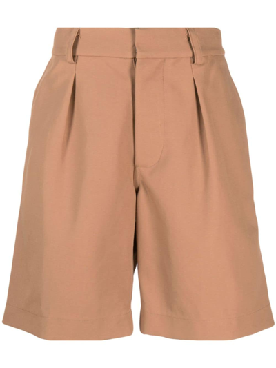 Shop Nanushka Low-rise Cotton Shorts In Brown