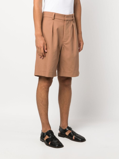 Shop Nanushka Low-rise Cotton Shorts In Brown