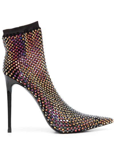 Shop Le Silla Gilda 125mm Crystal-embellished Boots In Black