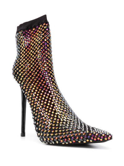 Shop Le Silla Gilda 125mm Crystal-embellished Boots In Black