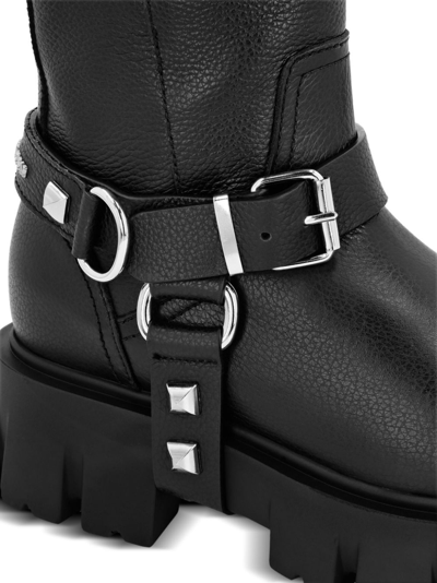 Shop Philipp Plein Studded Ankle Leather Boots In Black