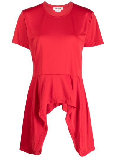 Shop Comme Des Garçons High-low Hem Panelled T-shirt In Red