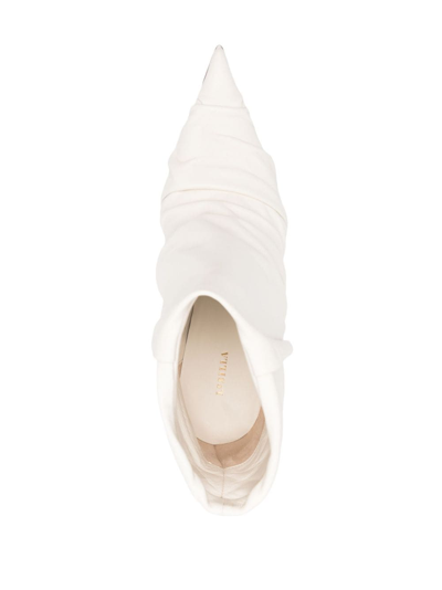 Le Silla Fedra 120mm Ruched Leather Ankle Boots In Neutrals
