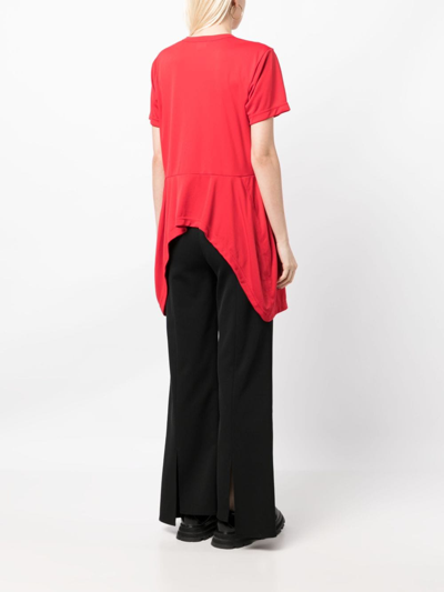 Shop Comme Des Garçons High-low Hem Panelled T-shirt In Red