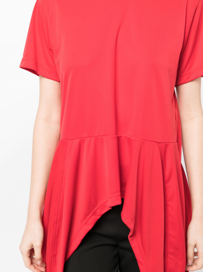 Shop Comme Des Garçons High-low Hem Panelled T-shirt In Red