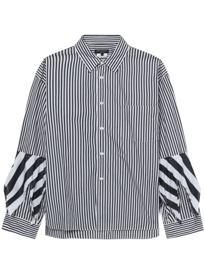 Comme Des Garçons Homme Deux Layered Striped Cotton Shirt In Black 