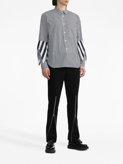 Shop Comme Des Garçons Homme Deux Layered Striped Cotton Shirt In White