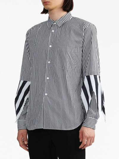 Shop Comme Des Garçons Homme Deux Layered Striped Cotton Shirt In White