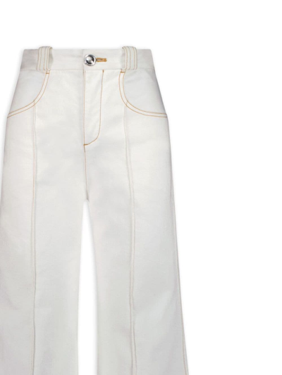 Shop Giambattista Valli Wide-leg Contrast-stitch Jeans In White