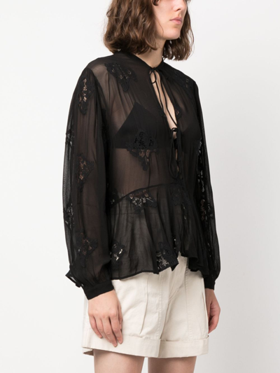 Shop Iro Lalia Embroidered Blouse In Black