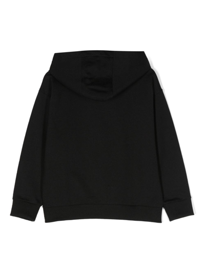 Shop Versace Logo-print Cotton Hoodie In Black