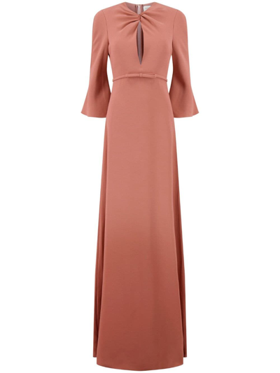 Giambattista Valli Viscose Crepe 3/4 Sleeve Long Dress In Orange