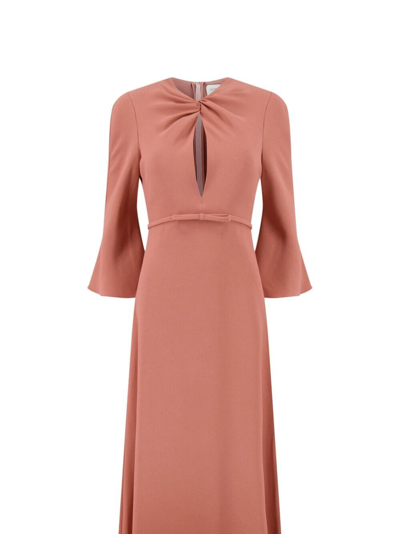 Giambattista Valli Viscose Crepe 3/4 Sleeve Long Dress In Orange