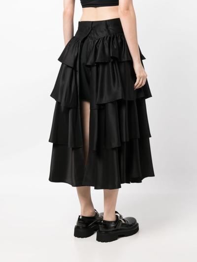 Shop Noir Kei Ninomiya Ruffle-overlay High-waist Shorts In Black