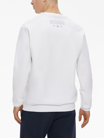 Shop Hugo Boss X Nfl Graphic-print Stretch-cotton Sweatshirt In White