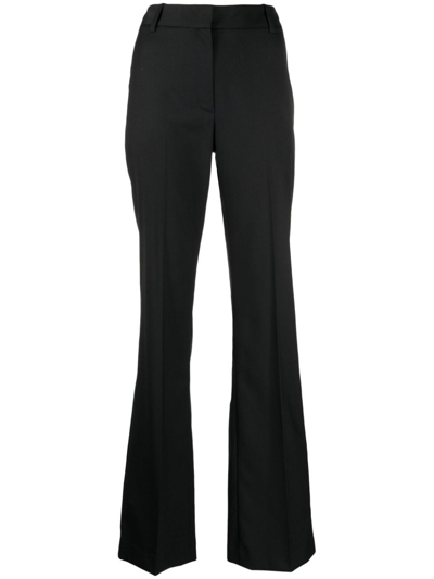 Shop Nili Lotan High-waist Wool Tailored-cut Trousers In Black