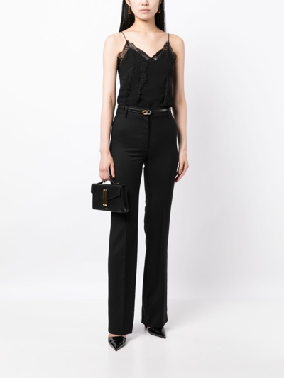 Shop Nili Lotan High-waist Wool Tailored-cut Trousers In Black