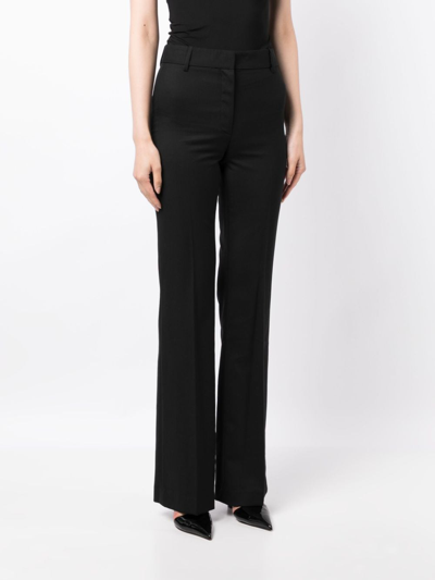 Shop Nili Lotan High-waist Wool Tailored-cut Trousers In Black