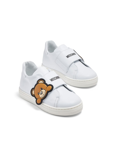 Shop Moschino Teddy Bear Logo-print Sneakers In White