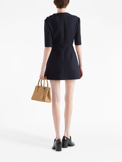 Shop Prada Button-detailed A-line Dress In Blue