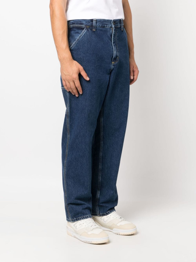 Shop Carhartt Logo-patch Straight-leg Jeans In Blue