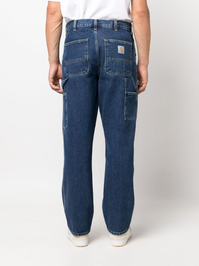 Shop Carhartt Logo-patch Straight-leg Jeans In Blue