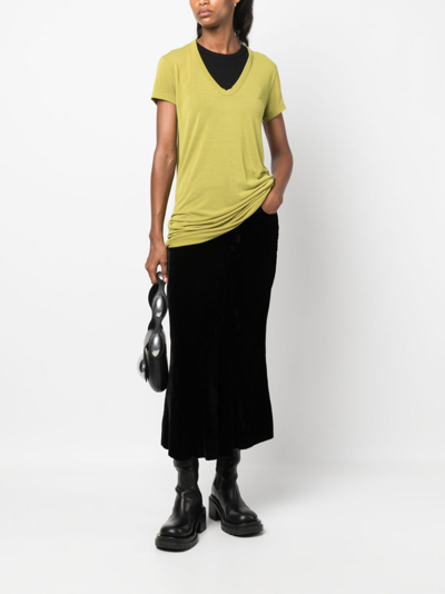 Shop Rick Owens Mid-rise Velvet Midi Skirt In Black