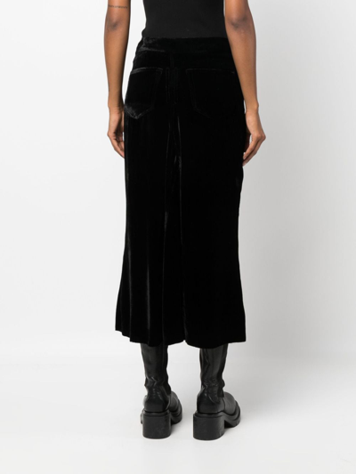 Shop Rick Owens Mid-rise Velvet Midi Skirt In Black