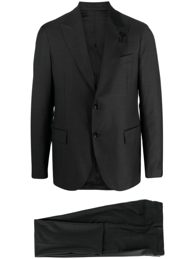 Shop Lardini Single-breasted Wool Suit In Grey