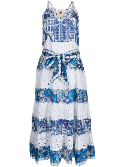 Shop Farm Rio Floral-print Cotton Maxi Dress In Blue