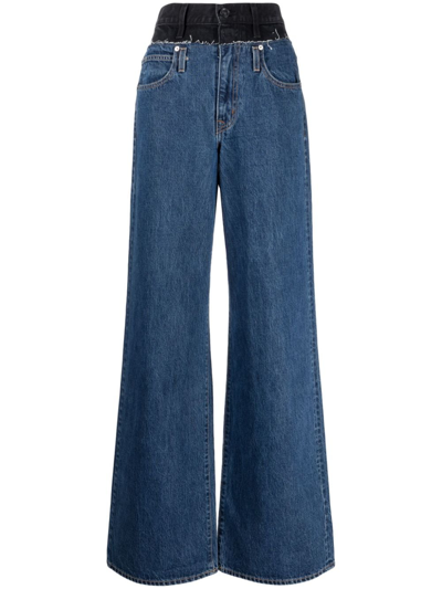 Shop Slvrlake Re-work Eva Double-waistband Jeans In Blue